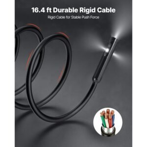 triple lens endoscope with light, 4.5" hd ips screen industrial borescope camera, 8 + 2 lights, 8x zoom, ip67 waterproof inspection snake camera for automotive, plumbing (16.4ft rigid cable)