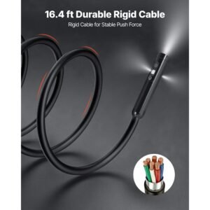 triple lens endoscope with light, 5" hd ips screen industrial borescope, 1280 x 720 lens, 8 + 2 leds, 8x zoom, ip67 waterproof inspection snake camera for auto, plumbing (16.4ft rigid cable)
