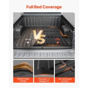 truck bed mat, tpe, compatible with 2015 2026 ford f150 lightning bed, heavy duty custom fit, all weather protection pickup car cargo trunk liner replacement, for 2015 2026 ford f150 accessories