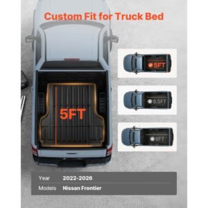 truck bed mat, tpe, compatible with 2022 2026 nissan frontier bed, heavy duty custom fit, all weather protection pickup car trunk liner replacement, for 2022 2026 nissan frontier accessories