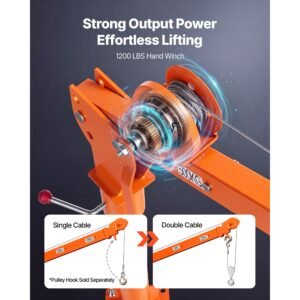 truck crane, 1100 lbs manual pickup truck crane with hand winch, 360° rotating telescopic boom, premium galvanized steel, foldable pickup bed jib for machine lumber attic heavy load lifting