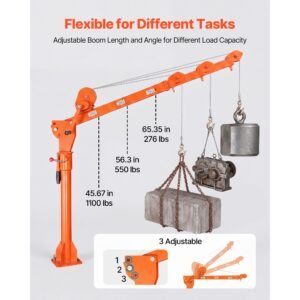 truck crane, 1100 lbs manual pickup truck crane with hand winch, 360° rotating telescopic boom, premium galvanized steel, foldable pickup bed jib for machine lumber attic heavy load lifting