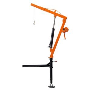 Truck Crane, 500 lbs Pickup Hitch Crane Trailer Hitch Mounted with Manual Winch & Hydraulic Jack, 360° Rotating Telescopic Boom, Foldable Truck Bed Jib Hoist for Machine Lumber Equipment Lifting