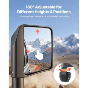 tube door side mirrors, compatible with jeep wrangler cj7 yj tj jk jl/gladiator jt/cherokee xj, dot certified side view mirrors for half tubular doors, up/down/left/right adjustable, 1 pair