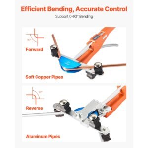 tubing bender kit, 1/4 to 7/8 inch, compact ratcheting tube pipe bender, forward/reverse hand bending tool, with 7 color aluminium alloy dies, for copper hvac air conditioning refrigeration
