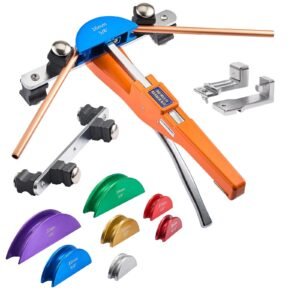 Tubing Bender Kit, 1/4 to 7/8 Inch, Compact Ratcheting Tube Pipe Bender, Forward/Reverse Hand Bending Tool, with 7 Color Aluminium Alloy Dies, for Copper HVAC Air Conditioning Refrigeration
