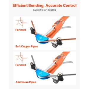 tubing bender kit, 1/4 to 7/8 inch, compact ratcheting tube pipe bender, ratchet hand bending tool, with 7 color aluminium alloy dies, hvac tools, for copper hvac air conditioning refrigeration