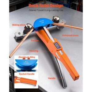 tubing bender kit, 1/4 to 7/8 inch, compact ratcheting tube pipe bender, ratchet hand bending tool, with 7 color aluminium alloy dies, hvac tools, for copper hvac air conditioning refrigeration