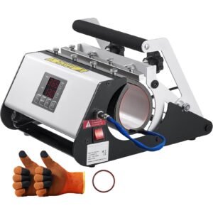 Tumbler Heat Press Machine, 11-30 oz Mug Press, Fast and Even Heating, with Tape and Gloves, Easy Temp and Time Setting, Heat Transfer for Sublimation Tumblers, Cups, Mugs, Black and White