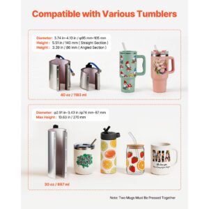 tumbler heat press machine, 30 oz and 40 oz mug press, fast and even heating, with tape, gloves, easy temp and time setting, heat transfer for sublimation tumblers, cups, mugs, black and white