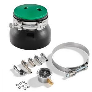 Turbo Boost Leak Tester 4", 3" 6061 Aluminum End Cap, 0-30 PSI Adapter Gauge Range, Check Test Intake Charge Pipe Pressure Leaks with 4 Pairs of Air Fittings for Turbo Cars, SUVs, Diesel Trucks