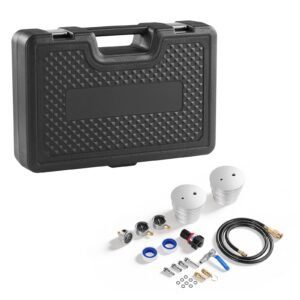 Turbo Boost Leak Tester Kit, Compatible with 3"/3.5"/4" Pipe, 0-150 PSI Valve Gauge & 0-60 PSI Adapter Gauge, Turbo System Leakage Tester Set with 4 Pairs of Air Fittings for Diesel Trucks, SUVs