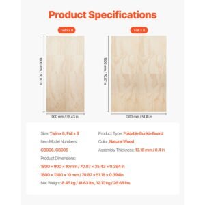twin size bunkie board, 0.4 in foldable bed board slats with connection, wooden mattress support for twin size bed, support under mattress boards, ready to use, 8 piece, burlywood