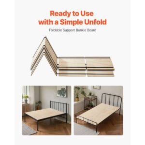 twin size bunkie board, 0.4 in foldable bed board slats with connection, wooden mattress support for twin size bed, support under mattress boards, ready to use, 8 piece, burlywood