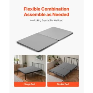 twin size bunkie board, 1.5 in bed board slats with 200d oxford cloth, wooden mattress support for twin size bed, easy assembly support under mattress, 2 piece, gray