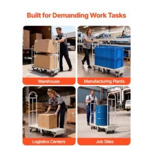 u boat platform truck dolly, 2000 lbs load capacity, heavy duty steel utility cart, industrial hand push truck with six wheels and dual detachable handles, for warehouse, 60 x 16.1 x 59.5 in