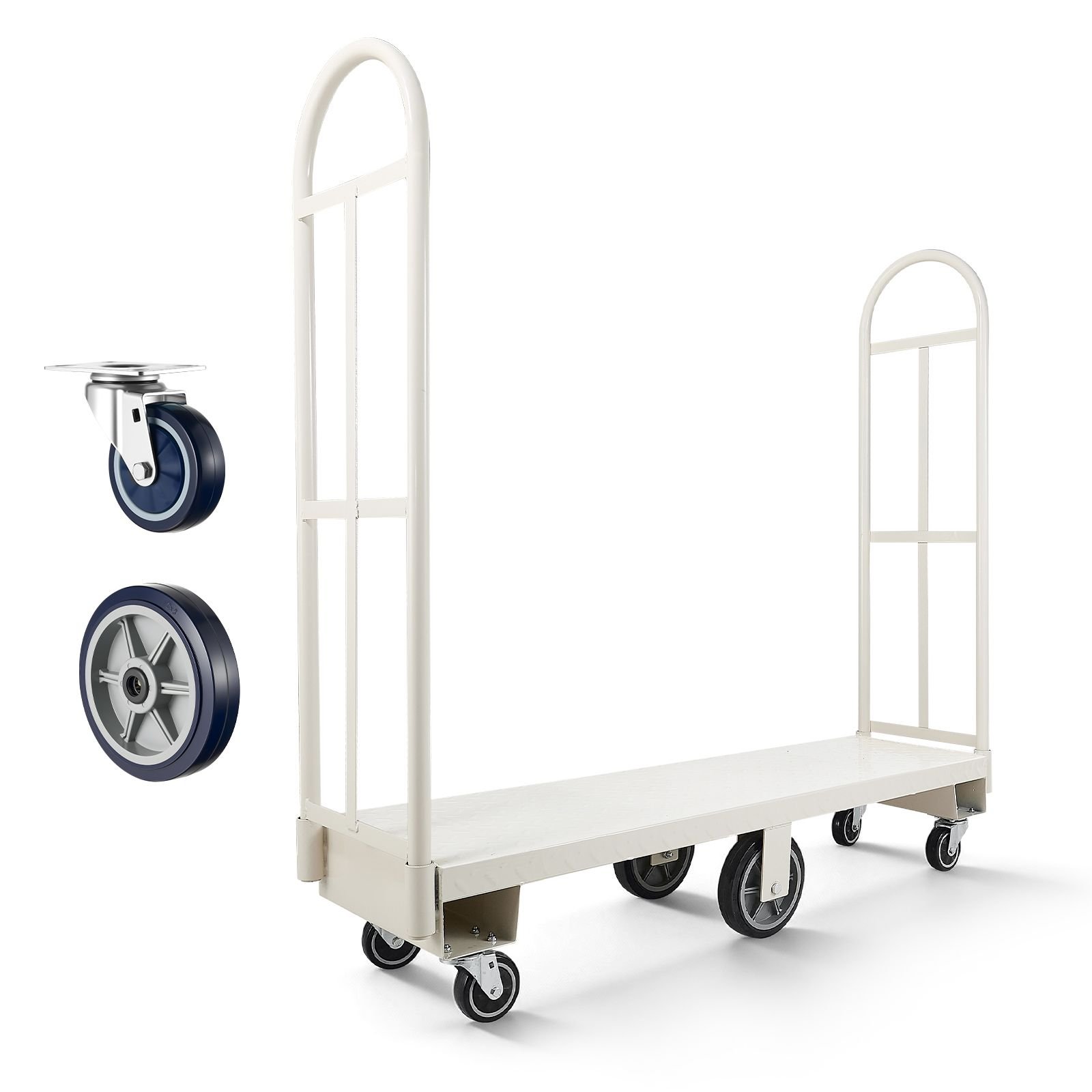 u boat platform truck dolly, 2000 lbs load capacity, heavy duty steel utility cart, industrial hand push truck with six wheels and dual detachable handles, for warehouse, 60 x 16.1 x 59.5 in