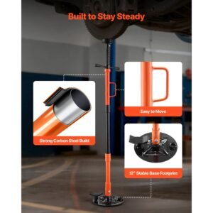 underhoist support stand, 1 ton (2204 lbs) capacity under hoist jack stand with handle, adjustable height, bearing mounted spin handle, self locking threaded screw, support vehicle components