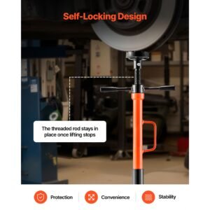 underhoist support stand, 1 ton (2204 lbs) capacity under hoist jack stand with handle, adjustable height, bearing mounted spin handle, self locking threaded screw, support vehicle components