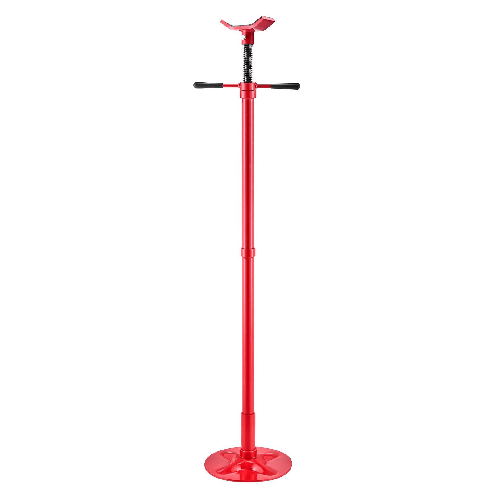 underhoist support stand, 3/4 ton (1653 lbs) capacity under hoist jack stand, lifting from 54.02" to 83.86", bearing mounted spin handle, self locking threaded screw, support vehicle components