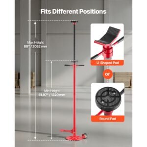 underhoist support stand, 3/4 ton (1653 lbs) capacity under hoist jack stand with two wheels, lifting from 51.97" to 80", bearing mounted spin handle, foot pedal, support vehicle components