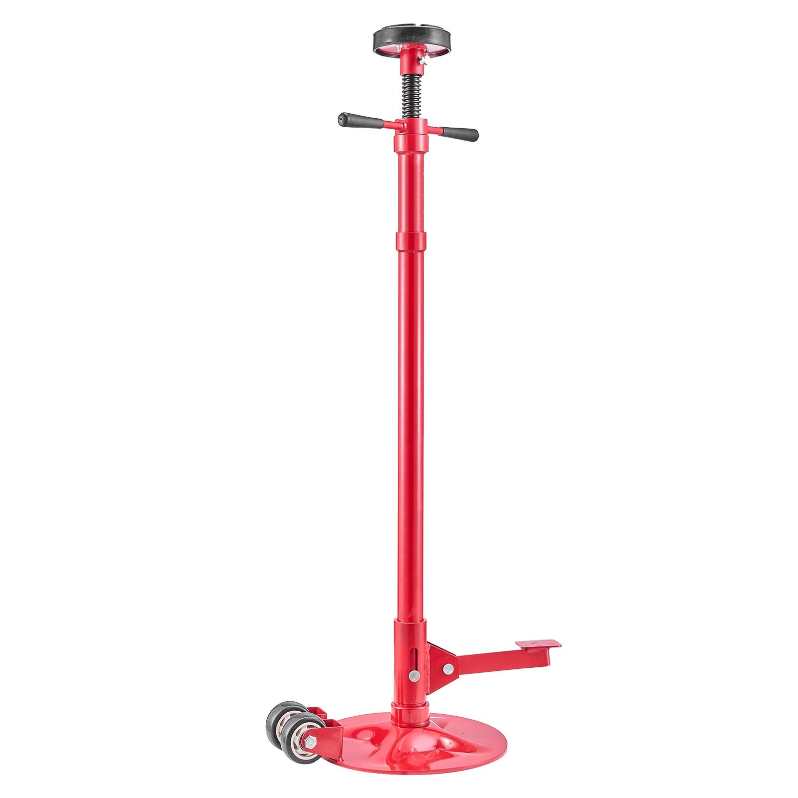 underhoist support stand, 3/4 ton (1653 lbs) capacity under hoist jack stand with two wheels, lifting from 51.97" to 80", bearing mounted spin handle, foot pedal, support vehicle components