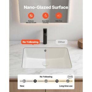 undermount bathroom sink, 18.5 x 13.19 inch rectangular white ceramic vessel sink with overflow hole, under counter drop in modern lavatory vanity bath wash bowl basin, rectangle small space