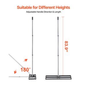 updated lawn leveling rake with roller, 30" x 10" stainless steel lawn leveler with 83.9" adjustable handle, heavy duty yard leveling rake, effort saving lawn leveling tool for yard golf court
