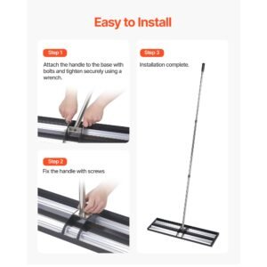 updated lawn leveling rake with roller, 36" x 10" stainless steel lawn leveler with 83.9" adjustable handle, heavy duty yard leveling rake, effort saving lawn leveling tool for yard golf court