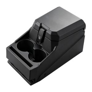 UTV Center Console Bench Seat Box Lockable Armrest Storage Box, HDPE Central Console Tools Organizer with Cups and Phone Holder - Compatible with Polaris Ranger & 2017-2026 Can-Am Defender