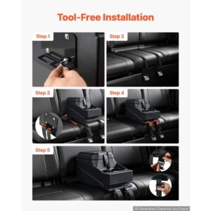 utv center console bench seat box lockable armrest storage box, hdpe central console tools organizer with cups and phone holder compatible with polaris ranger & 2017 2026 can am defender