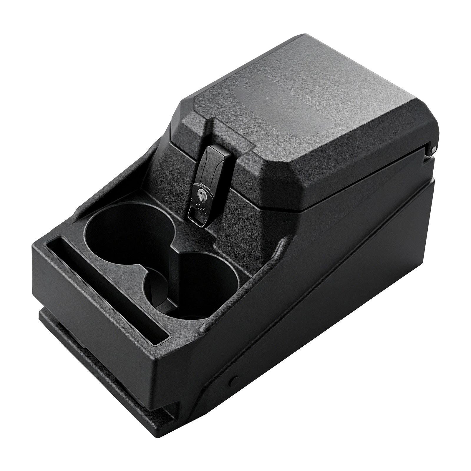 utv center console bench seat box lockable armrest storage box, hdpe central console tools organizer with cups and phone holder compatible with polaris ranger & 2017 2026 can am defender
