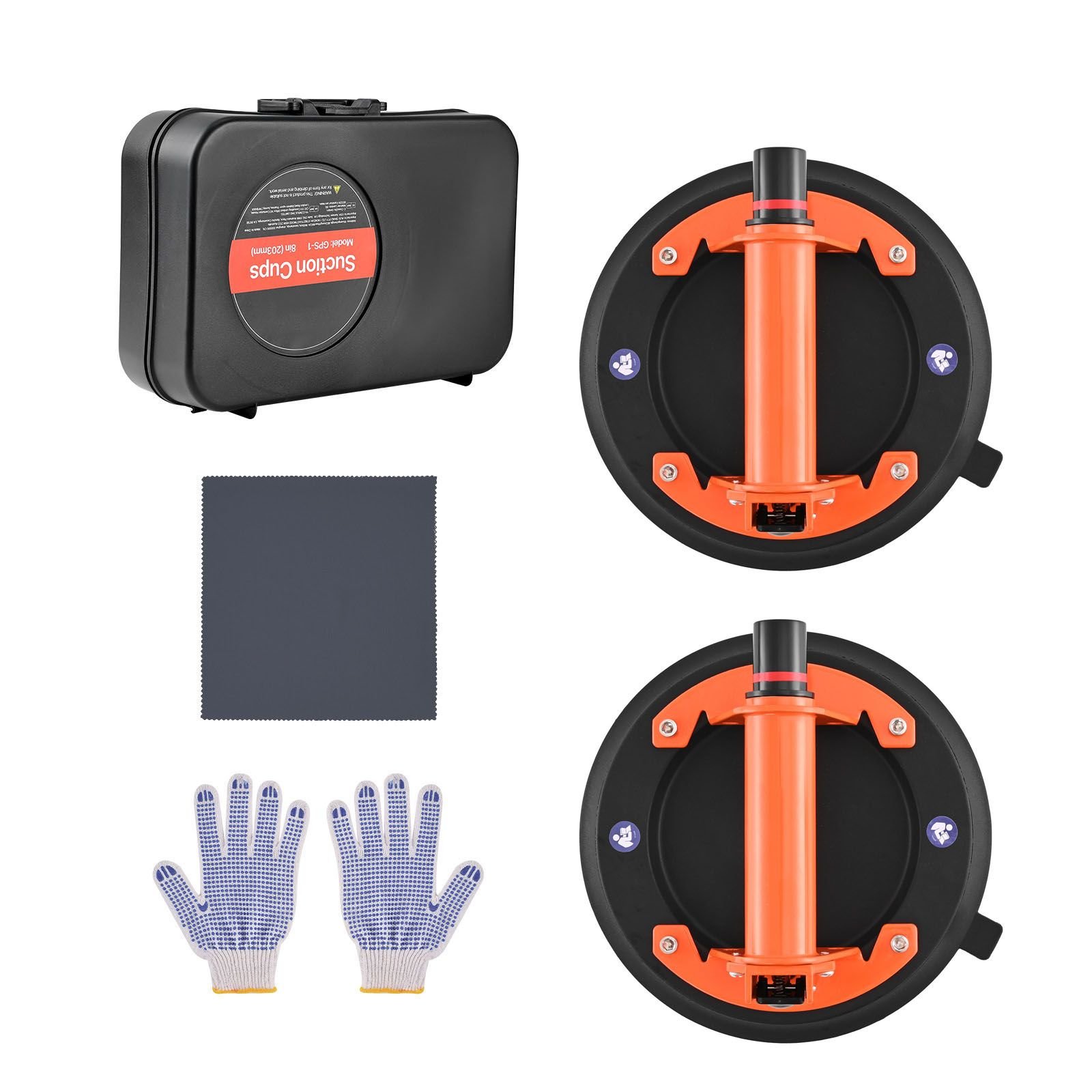 vacuum suction cup, 8 inch vacuum glass lifter with metal handle, 429 lbs max lifting capacity tile suction cup tool with carrying case for lifting large tile, granite, drywall, windows (2 pack)