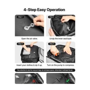 vacuum travel backpack, 65l, expandable vacuum seal compression travel backpack with pump, with tsa approved lock, airback vacpack, water resistant carry on suitcase luggage, for business, black