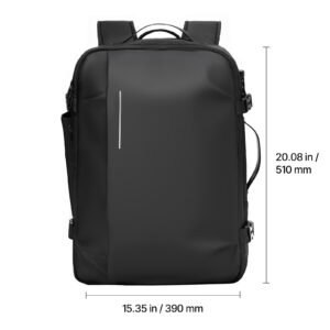 vacuum travel backpack, 65l, expandable vacuum seal compression travel backpack with pump, with tsa approved lock, airback vacpack, water resistant carry on suitcase luggage, for business, black