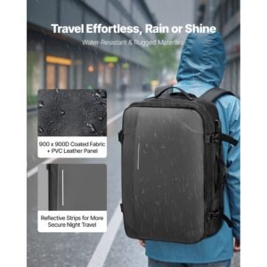 vacuum travel backpack, 65l, expandable vacuum seal compression travel backpack with pump, with tsa approved lock, airback vacpack, water resistant carry on suitcase luggage, for business, gray