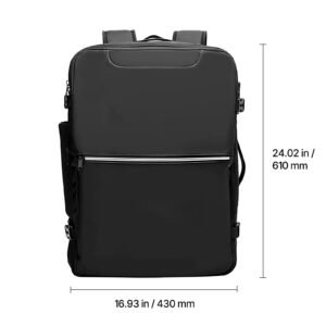 vacuum travel backpack, 80l, expandable vacuum seal compression travel backpack with pump, with tsa approved lock, airback vacpack, water resistant carry on suitcase luggage, for business, black