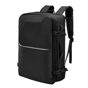 vacuum travel backpack, 80l, expandable vacuum seal compression travel backpack with pump, with tsa approved lock, airback vacpack, water resistant carry on suitcase luggage, for business, black