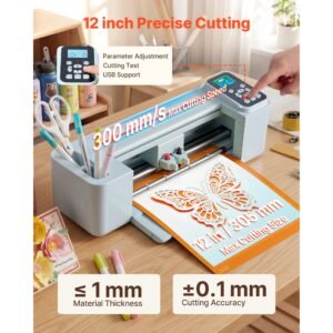 vinyl cutting machine, 12 in, button and screen controlled vinyl cutter, 5000+ built in design resources, compatible with mac, windows, android and ios, for creating customized crafts cards