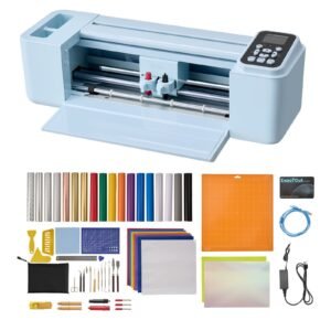 Vinyl Cutting Machine, 12 in, Button and Screen Controlled Vinyl Cutter with Materials and Tool Kit, 5000+ Built-in Design Resources, Compatible with Mac, Windows, Android and iOS, for Crafts