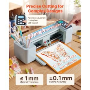 vinyl cutting machine, 12 in, button and screen controlled vinyl cutter with materials and tool kit, 5000+ built in design resources, compatible with mac, windows, android and ios, for crafts