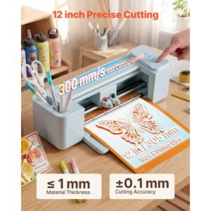 vinyl cutting machine, 12 in, button controlled vinyl cutter, 5000+ built in design resources, compatible with mac, windows, android and ios, for creating customized crafts cards, home decor
