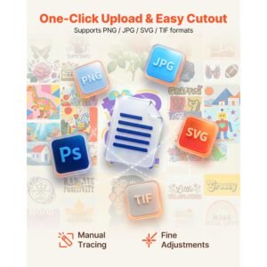 vinyl cutting machine, 12 in, button controlled vinyl cutter with materials and tool kit, 5000+ built in design resources, compatible with mac, windows, android and ios, for customized cards