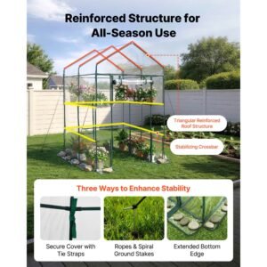 walk in green house, 54 x 54 x 77.2 in, greenhouse with shelves, high strength pe cover with zipper door and steel frame, assembly in minutes, suitable for planting and storage