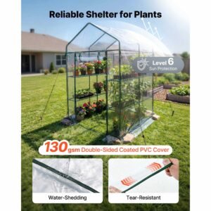 walk in green house, 54 x 54 x 77.2 in, greenhouse with shelves, high strength pe cover with zipper door and steel frame, assembly in minutes, suitable for planting and storage