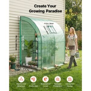 walk in green house, 78 x 39.4 x 78.7 in, greenhouse with shelves, high strength pe cover with zipper door and steel frame, assembly in minutes, suitable for planting and storage