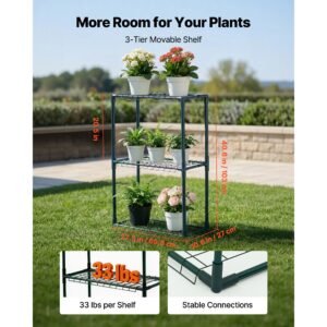 walk in green house, 78 x 39.4 x 78.7 in, greenhouse with shelves, high strength pe cover with zipper door and steel frame, assembly in minutes, suitable for planting and storage