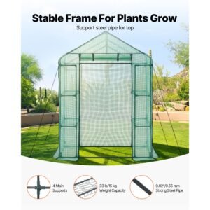 walk in greenhouse, 55.5" x 28.3" x 78.7" greenhouse for outdoors with pe cover, 2 tiers 4 shelves, roll up zipper door, walk in green house, portable plant garden hot house for backyard outside