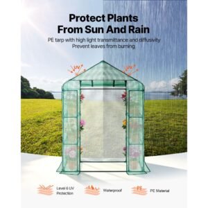 walk in greenhouse, 55.5" x 28.3" x 78.7" greenhouse for outdoors with pe cover, 2 tiers 4 shelves, roll up zipper door, walk in green house, portable plant garden hot house for backyard outside