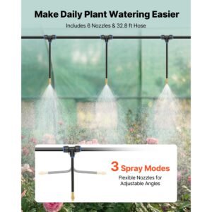walk in tunnel greenhouse, 15 x 7 x 7 ft hoop house greenhouse tunnel with watering system, plant hot house with steel frame, pe cover, roll up zipper door and 8 windows for outdoors, green